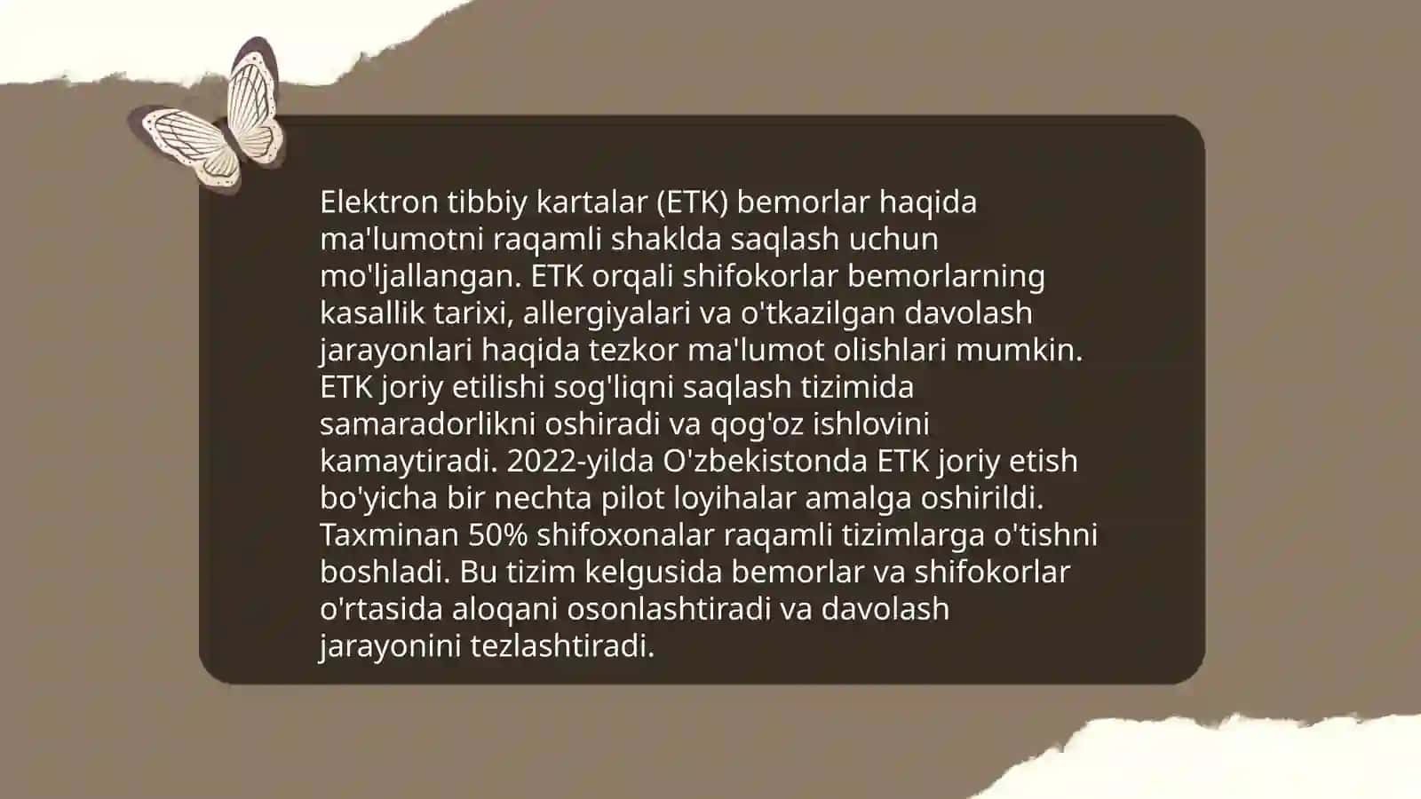 Tibbiyotni raqamlashtirish.Zamonaviy axborot texnologiyalarining tibbiyotda qo’llanilishi 4