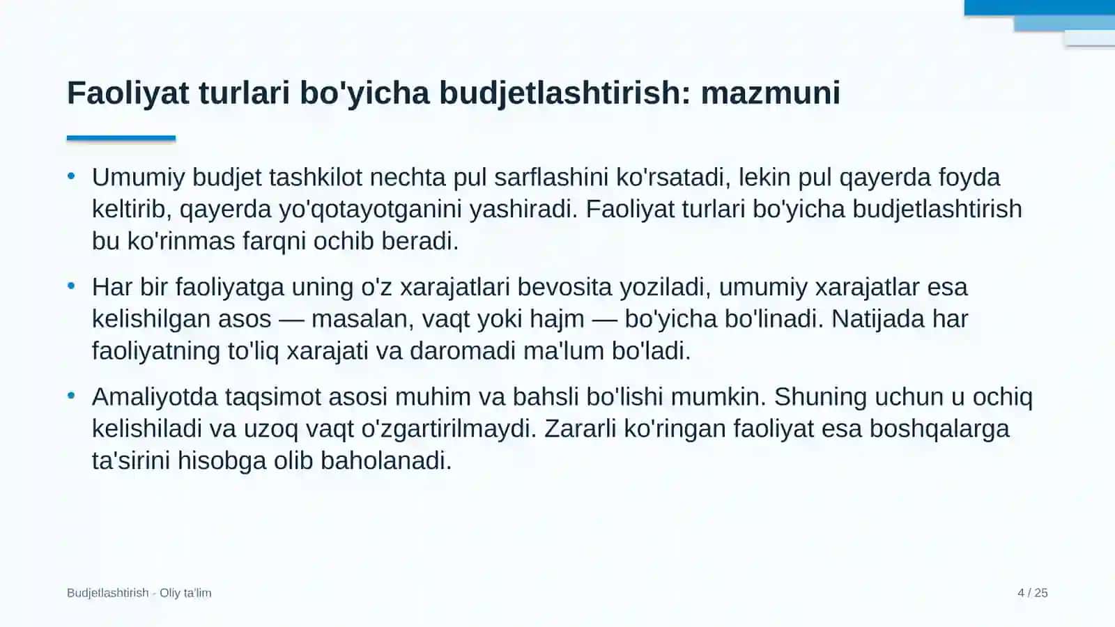yem xashak yetishtirishda faoliyat turlari bo'yicha budjetlashtirish 3071 4