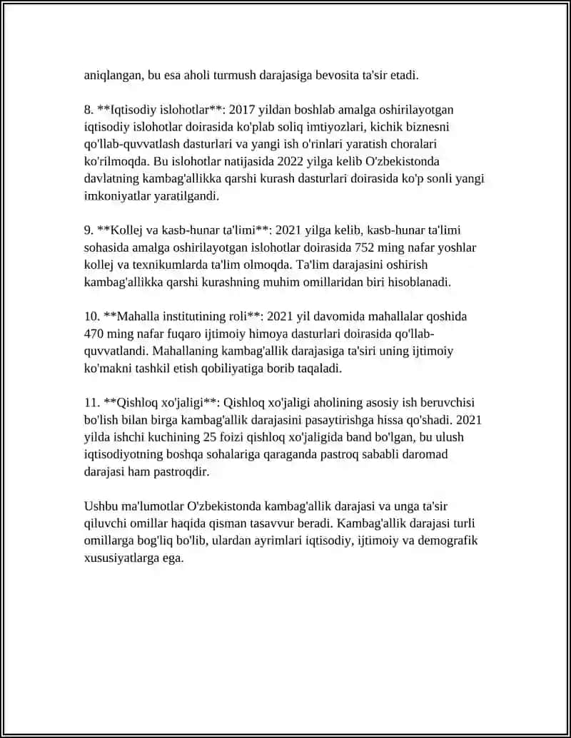 MAHALLADA KAMBAG'ALLIKNI QISQARTIRISHDA MUAMMOLAR MAVJUDLIGI VA ULARNING YECHIMI 4