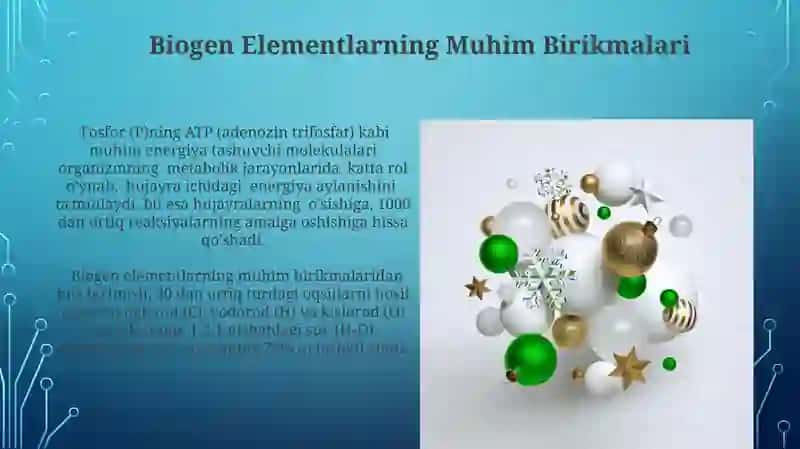 Biogen Elementlar Kimyosi: Umumiy Ma'lumotlar 4