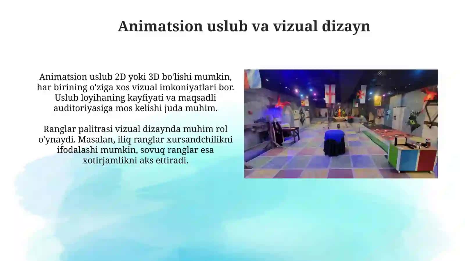 Animatorlik xizmatida madaniy, koʻngil ocharlardagi birlar ssenariysini tuzish 4
