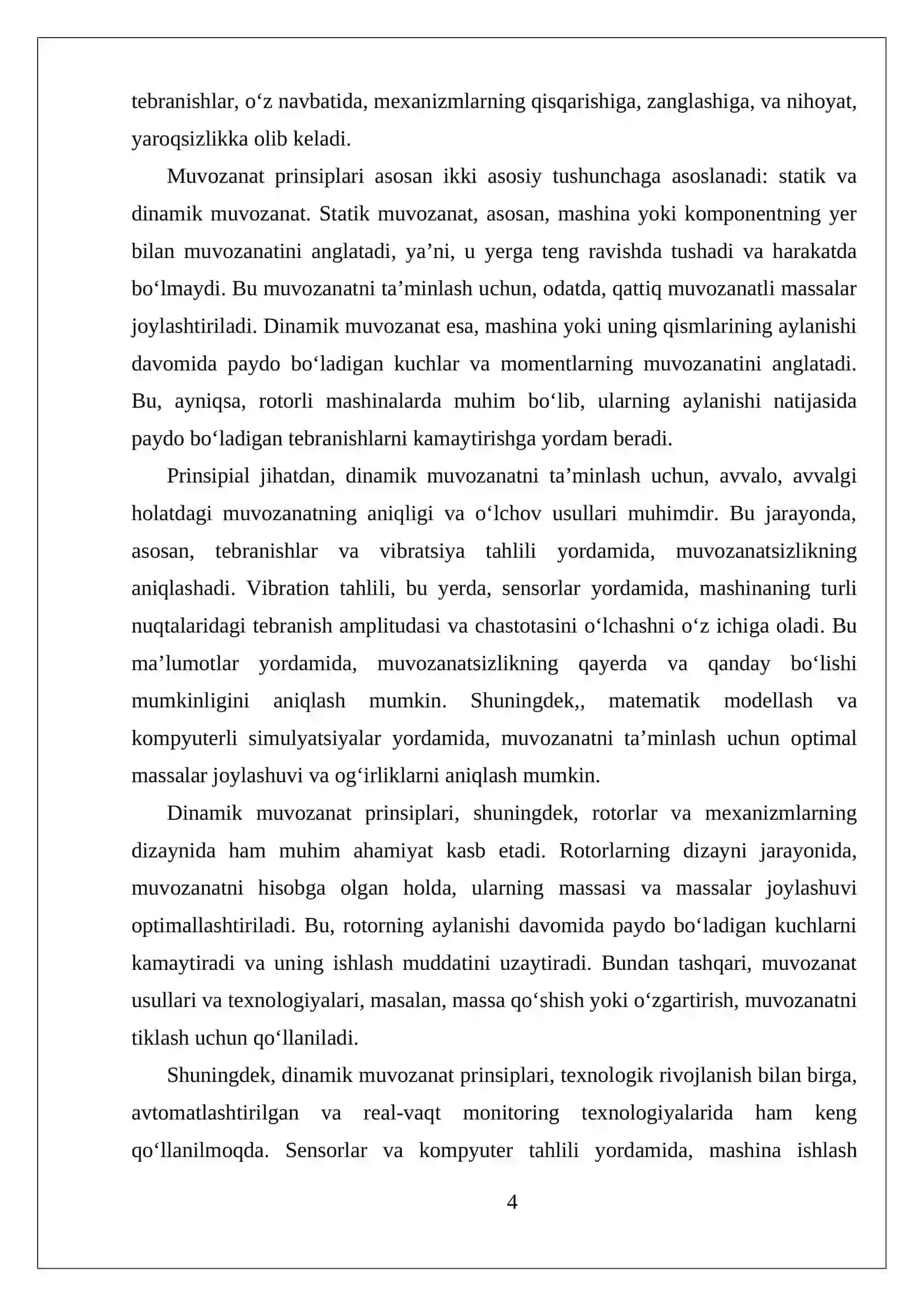 Dinamik muvozanatning texnik tahlili 4