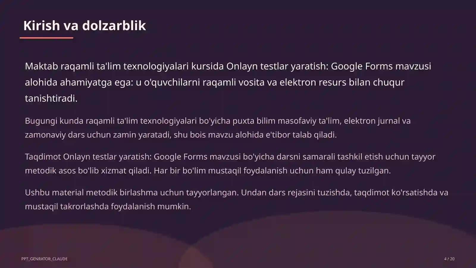 Dars rejasi 4