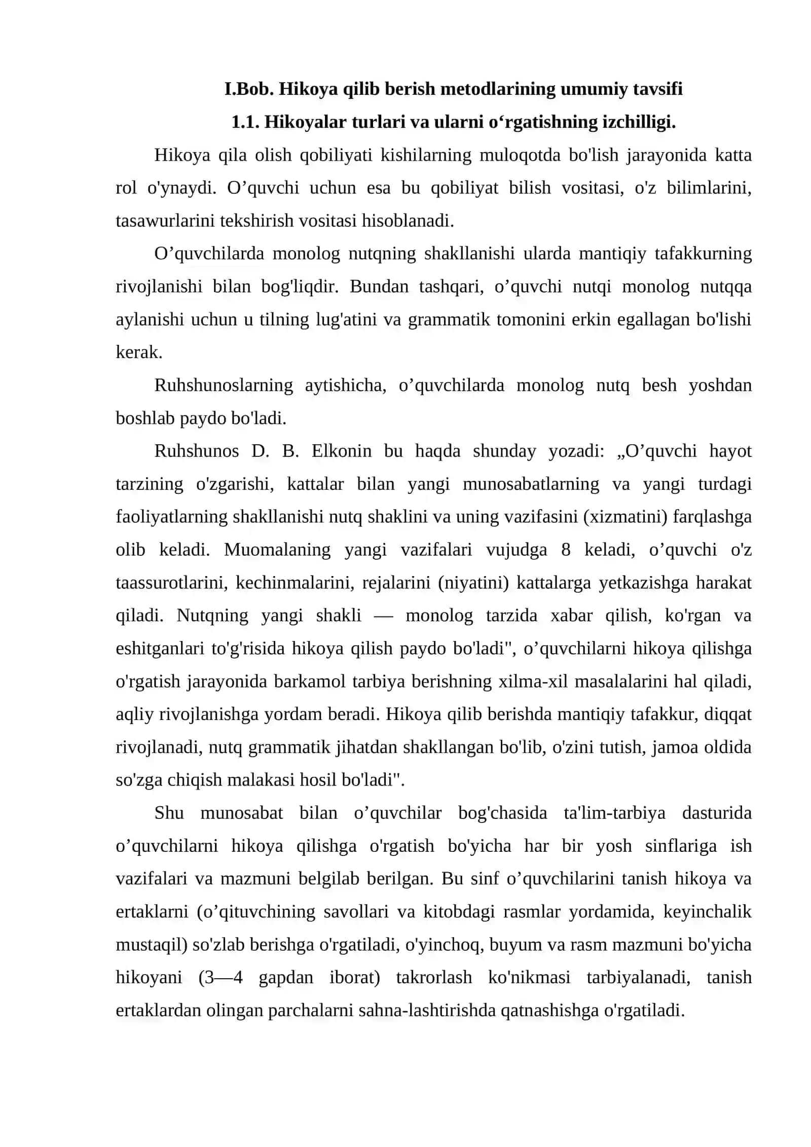 Bolalarni hikoya qilishga o‘rgatadigan usullar va ularning ahamiyati kurs shi 4