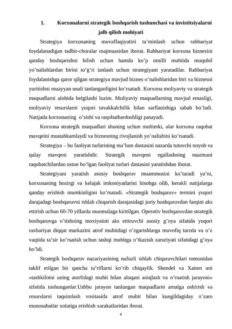 Korxonaning investitsiya strategiyasi 4