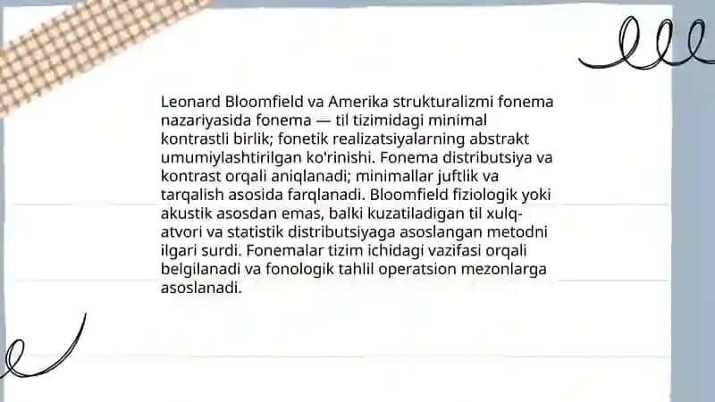 Fonema nazariyasi tarixidan fonemalar haqida turli fonologik maktab vakillari fikrlarni o'rganish 4