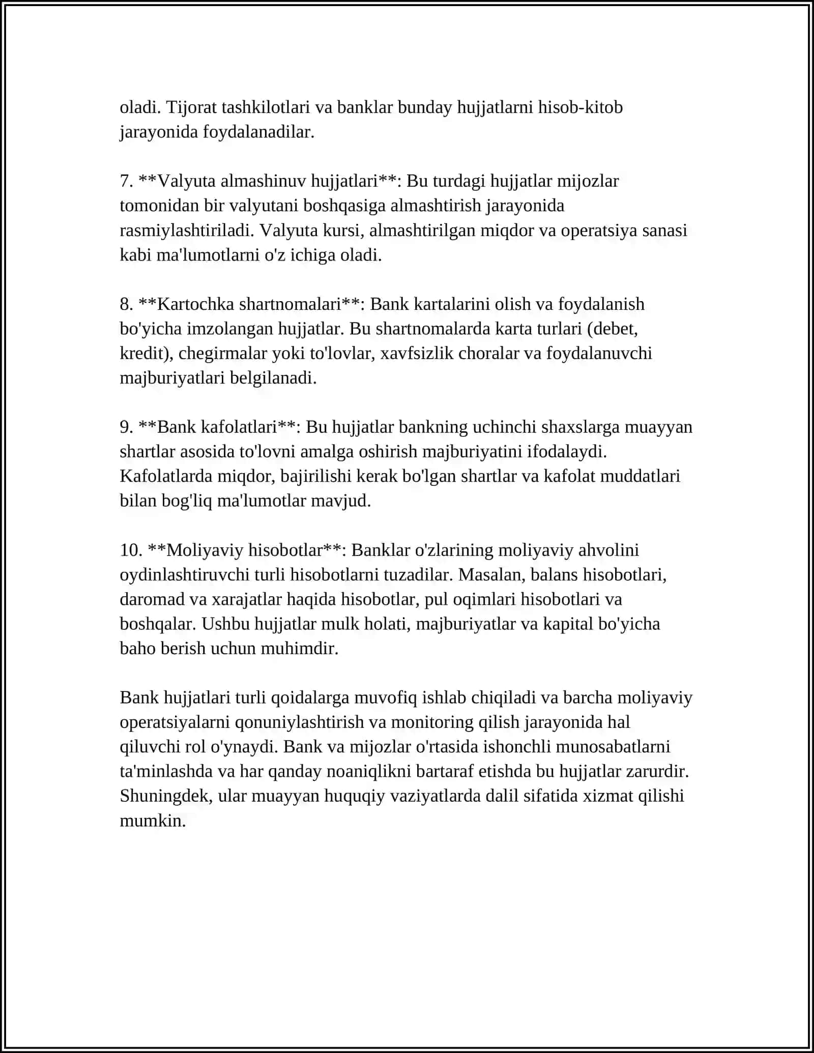 BANK HUJJATLARI VA HUJJATLAR AYLANISHI 4