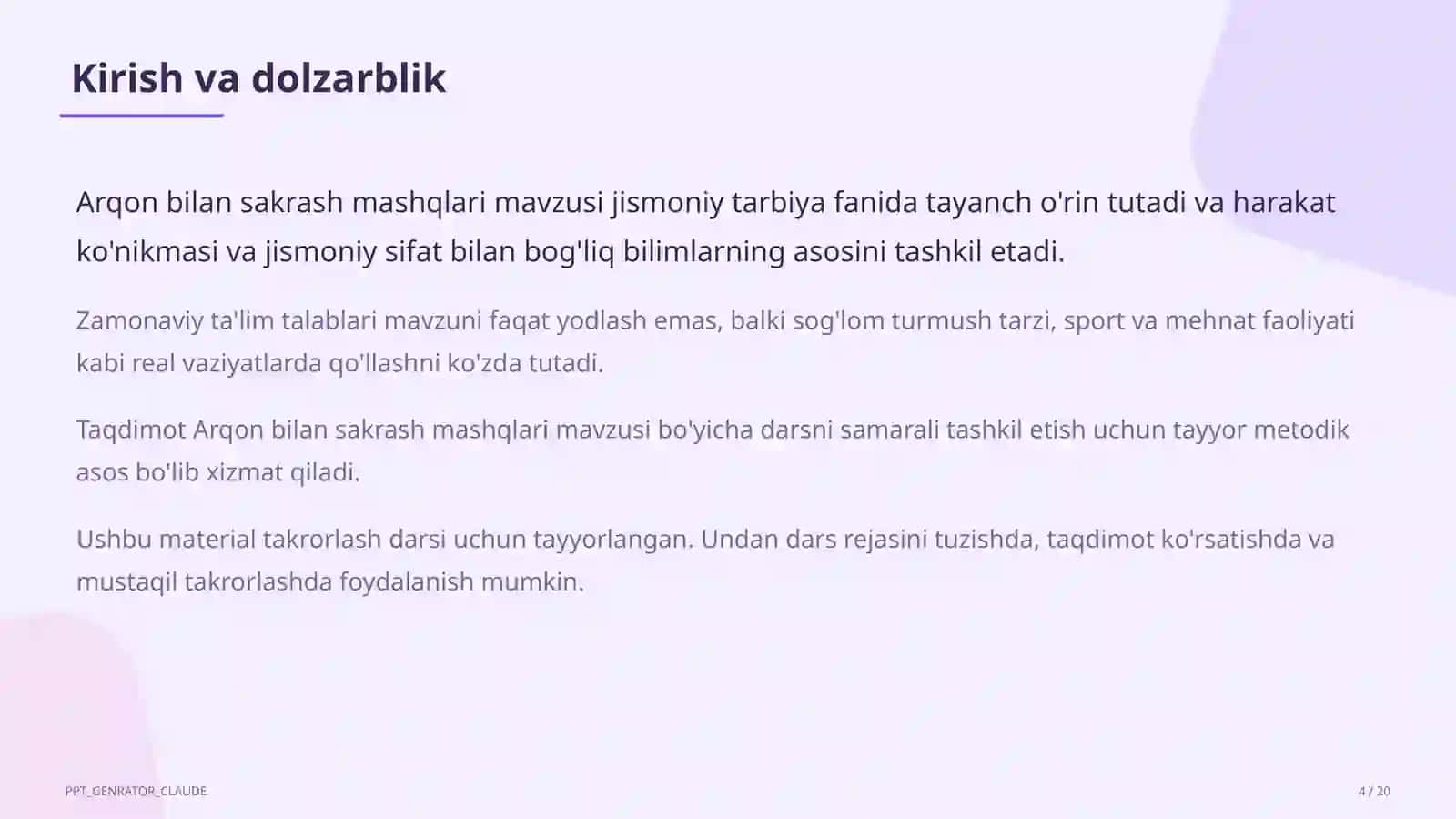 Arqon bilan sakrash mashqlari (3-sinf) 4