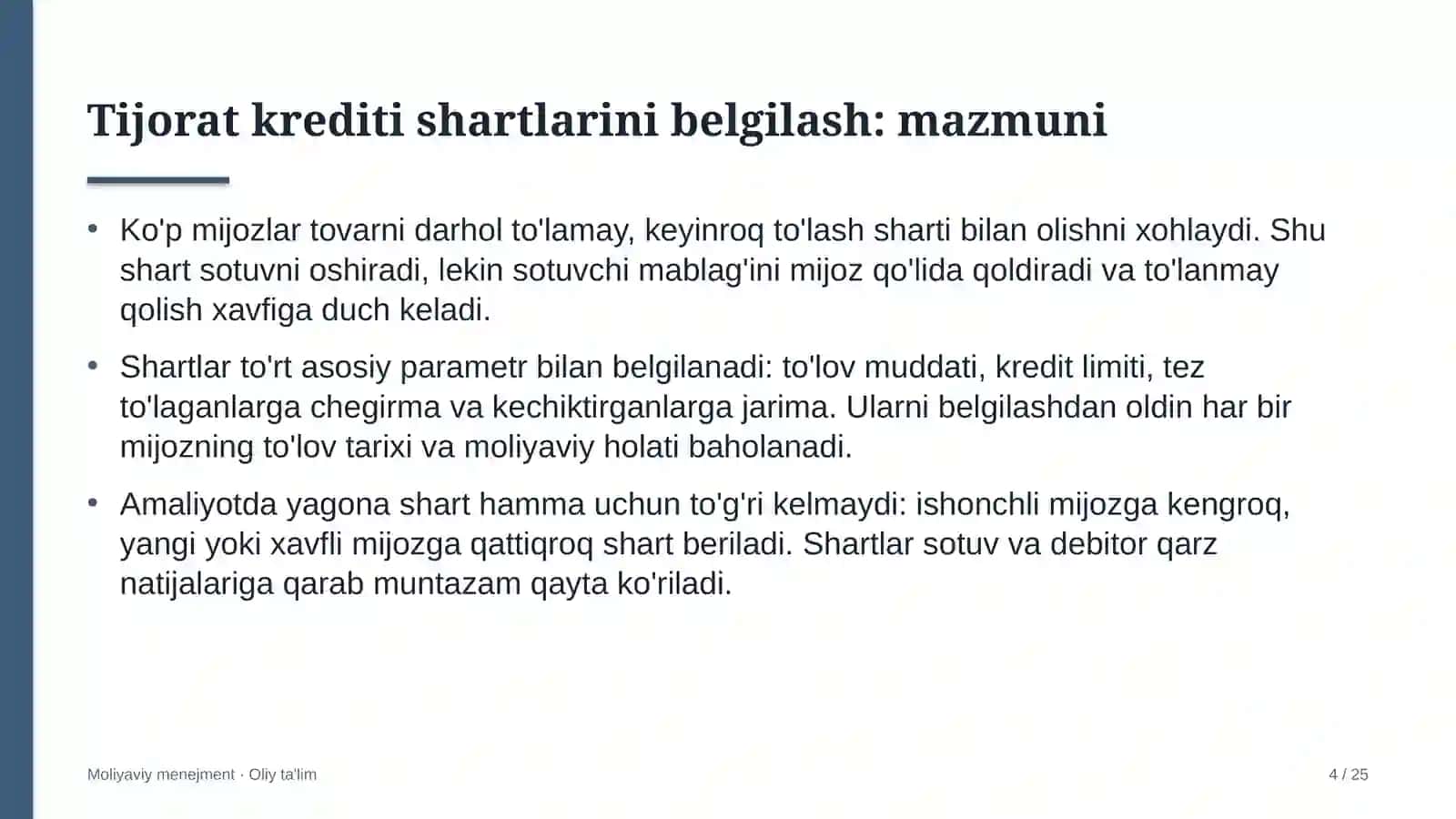 tarjima byurolarida tijorat kreditini berish shartlarini belgilash 6962 4