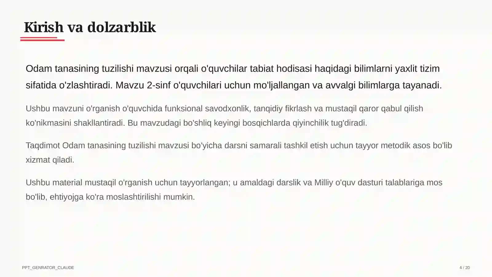 Odam tanasining tuzilishi (2-sinf) 4