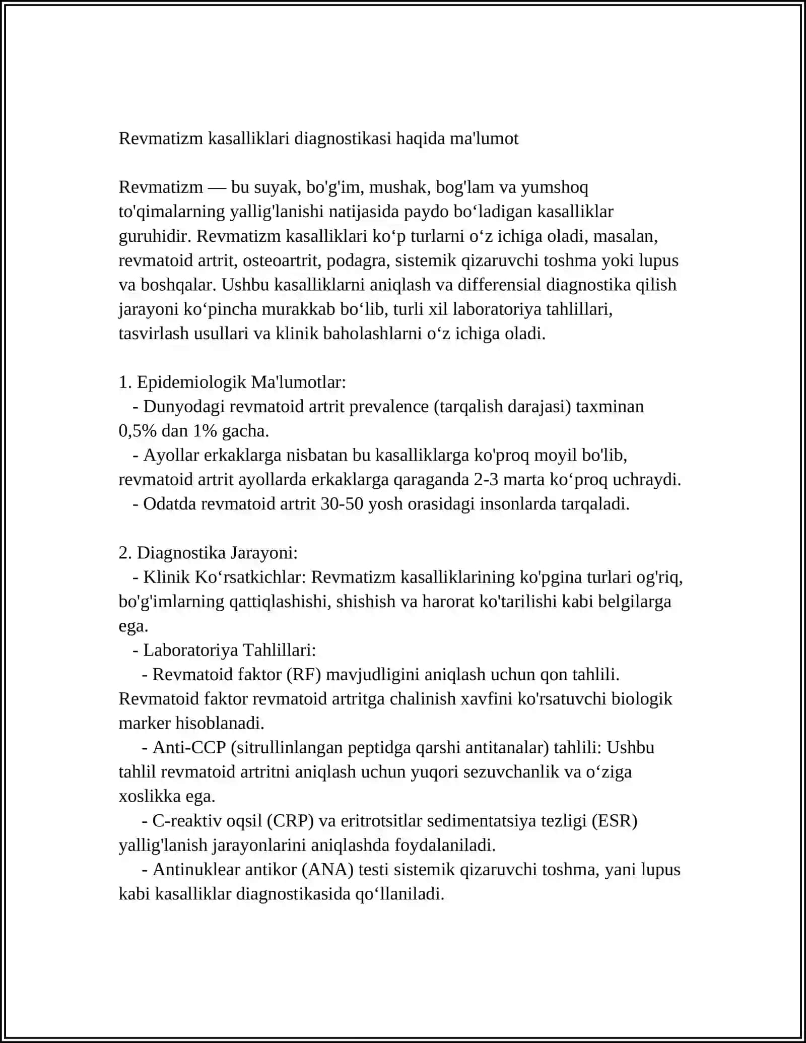 MUSTAQIL ISH Mavzu: REVMAPROBA VA UNING KLINIK TAXLILLARI 4