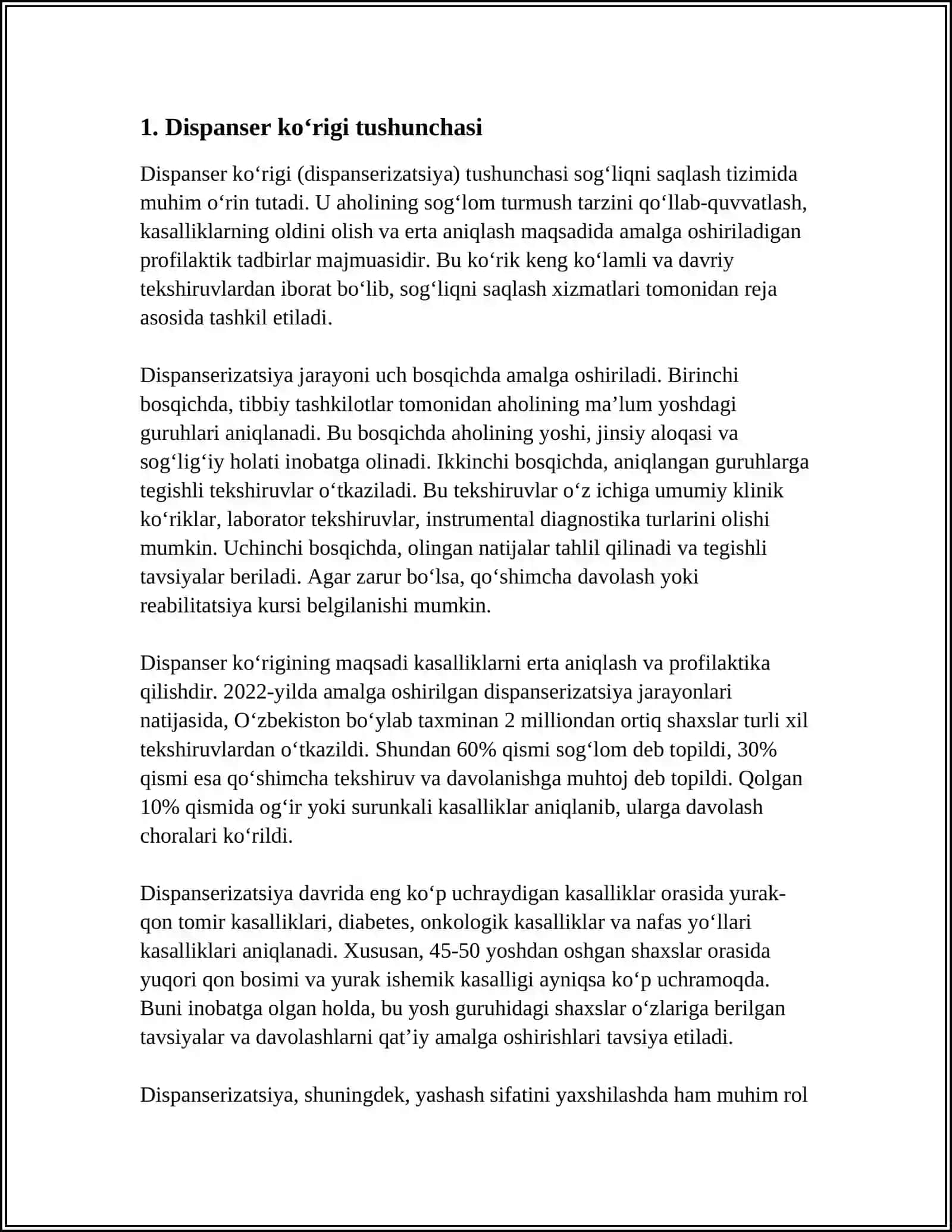 DISPANSER KOʻRIGI HAQIDA TUSHUNCHA, UNING VAZIFALARI 4
