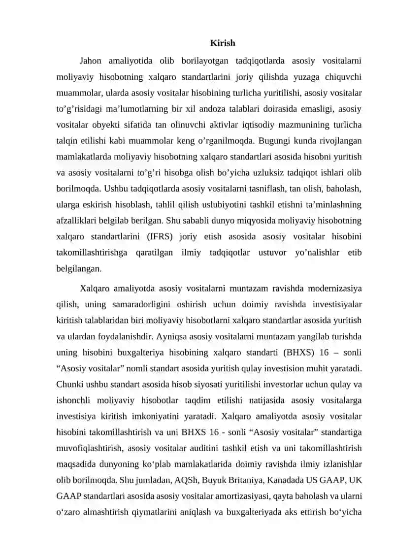 BXXS talablari bòyicha asosiy vositalar tashkil qilish tartibi va uni hisobga olish 4