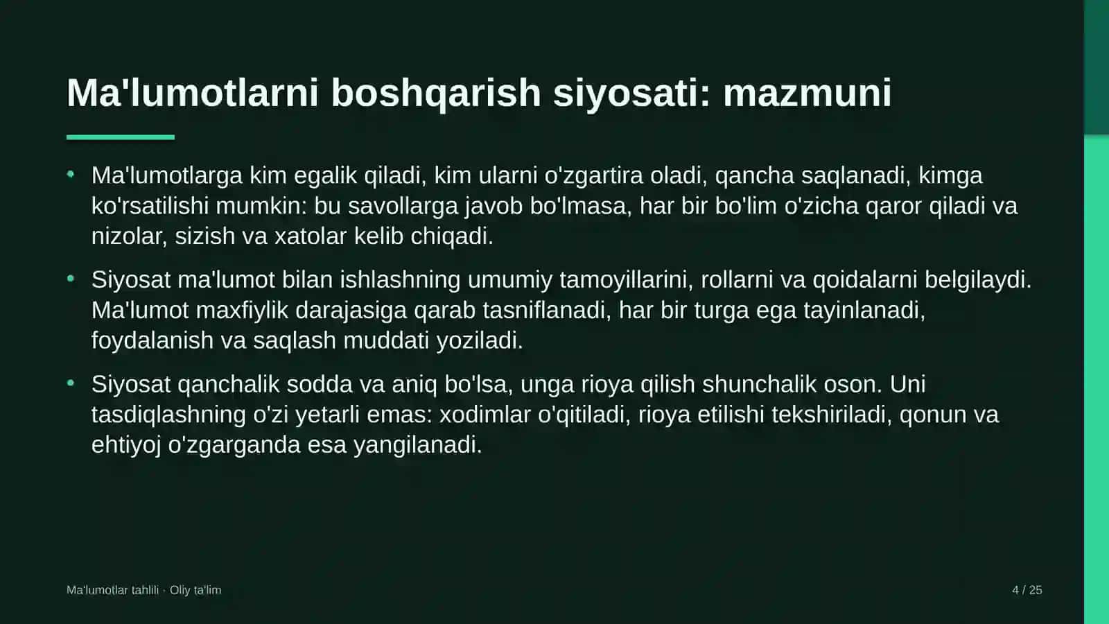 Kredit byurolarida ma'lumotlarni boshqarish siyosatini ishlab chiqish 4
