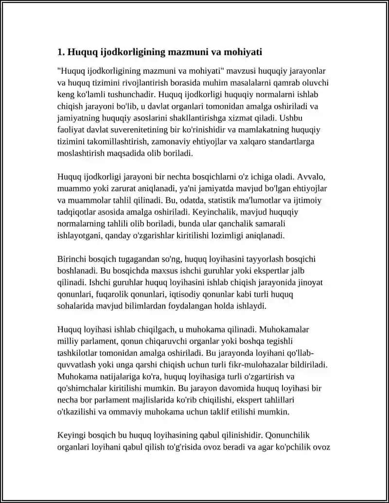 HUQUQ IJODKORLIGI. QONUNCHILIK IJODKORLIGI BOSQICHLARI 4
