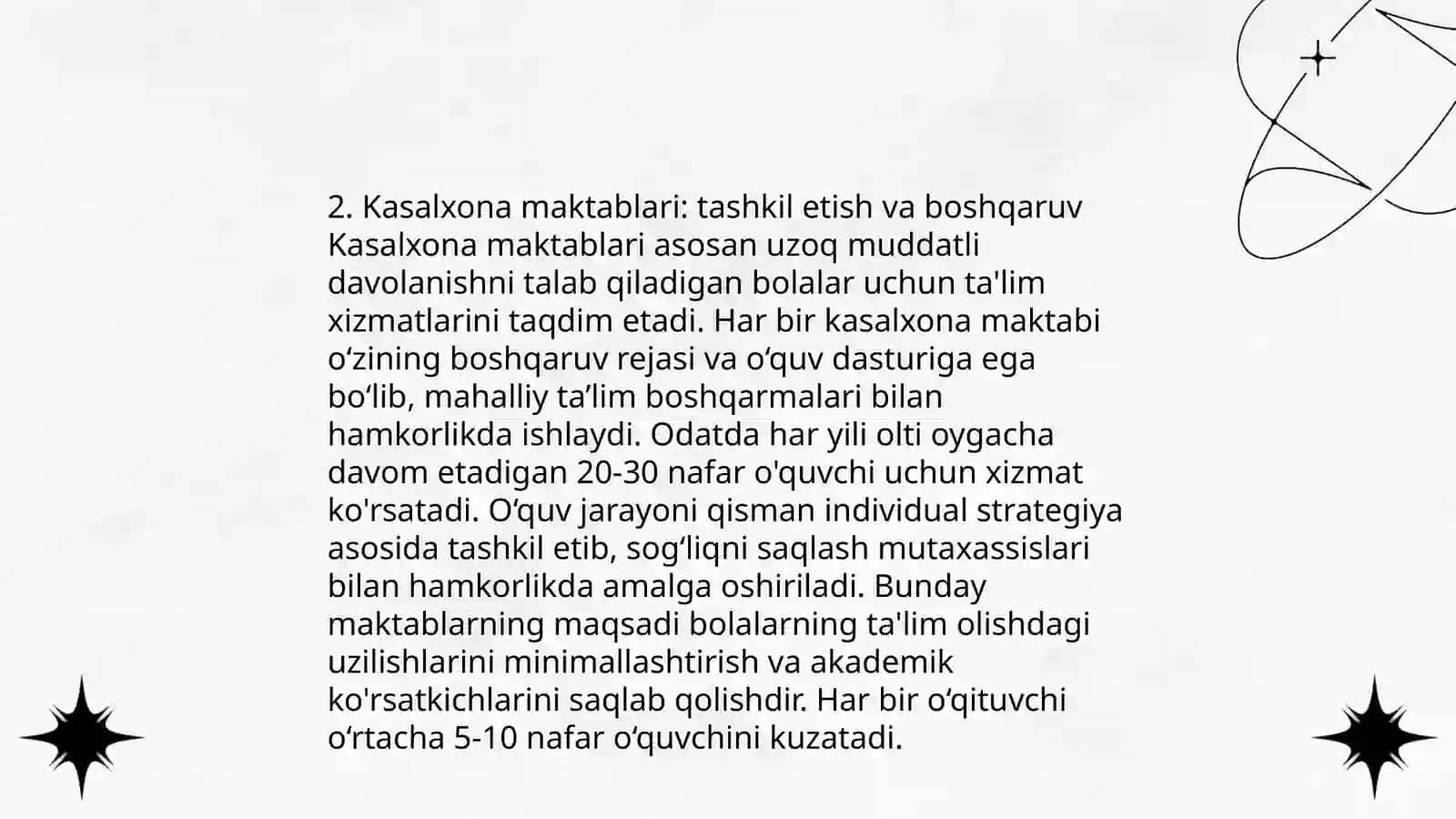 Uzoq muddatli davolanayotgan bolalar uchun ta'lim dasturlari 4