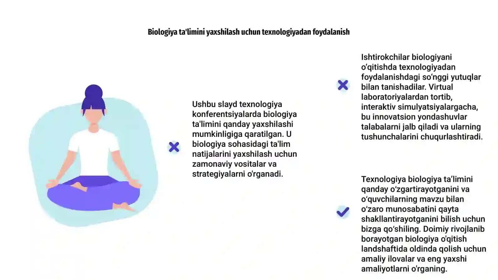 Biologiyani o’qitishda innovatsion texnologiyalarning dolzarb muammolariga bag’ishlangan anjumanlar uchun taqdimot 4