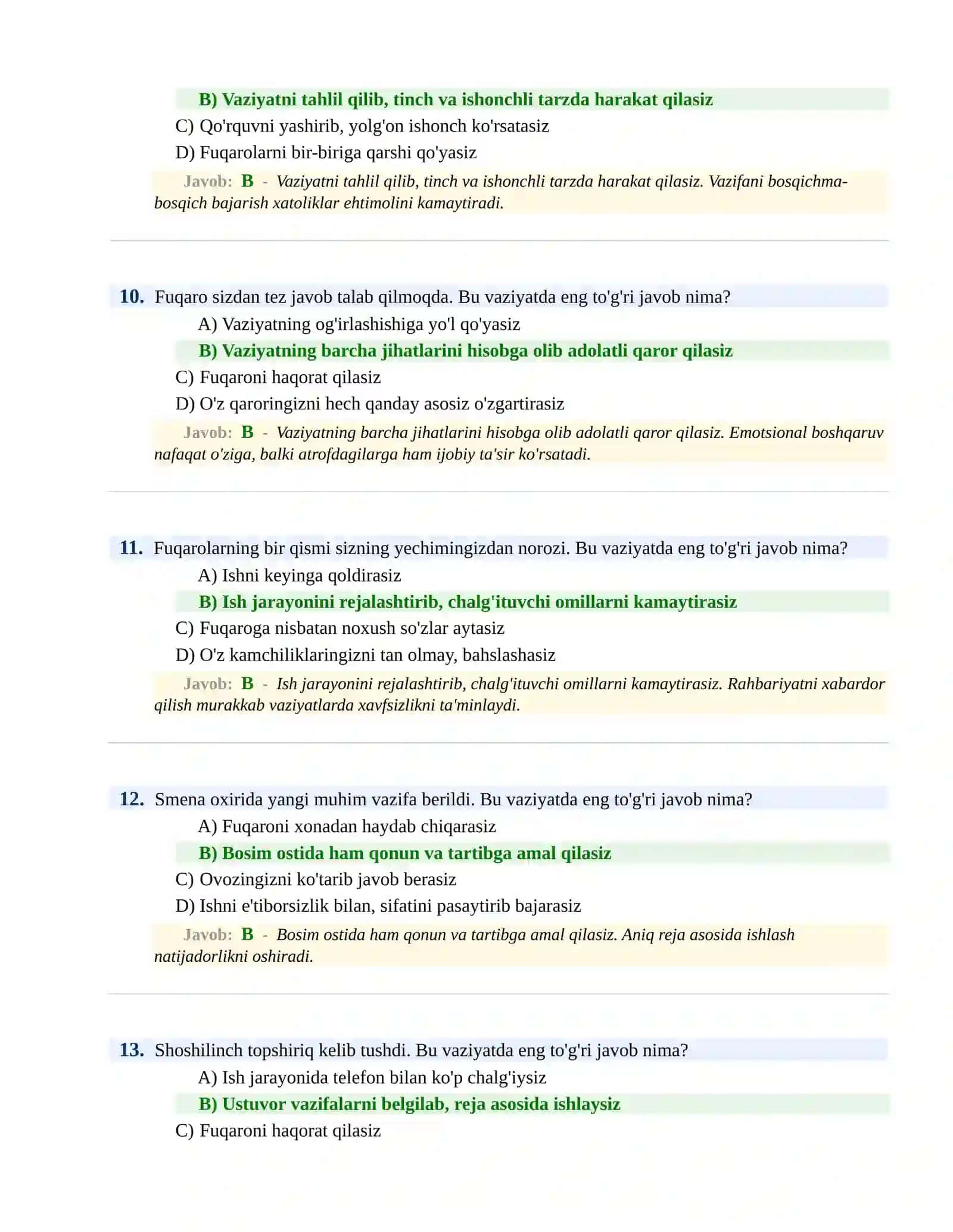 BOJXONA XIZMATIGA ISHGA KIRISH PSIXOLOGIK SINOV Testlari 4