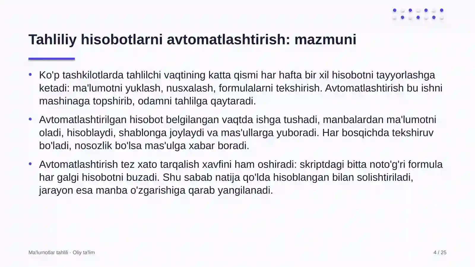 Butik-mehmonxonalarda tahliliy hisobotlarni avtomatlashtirish 4