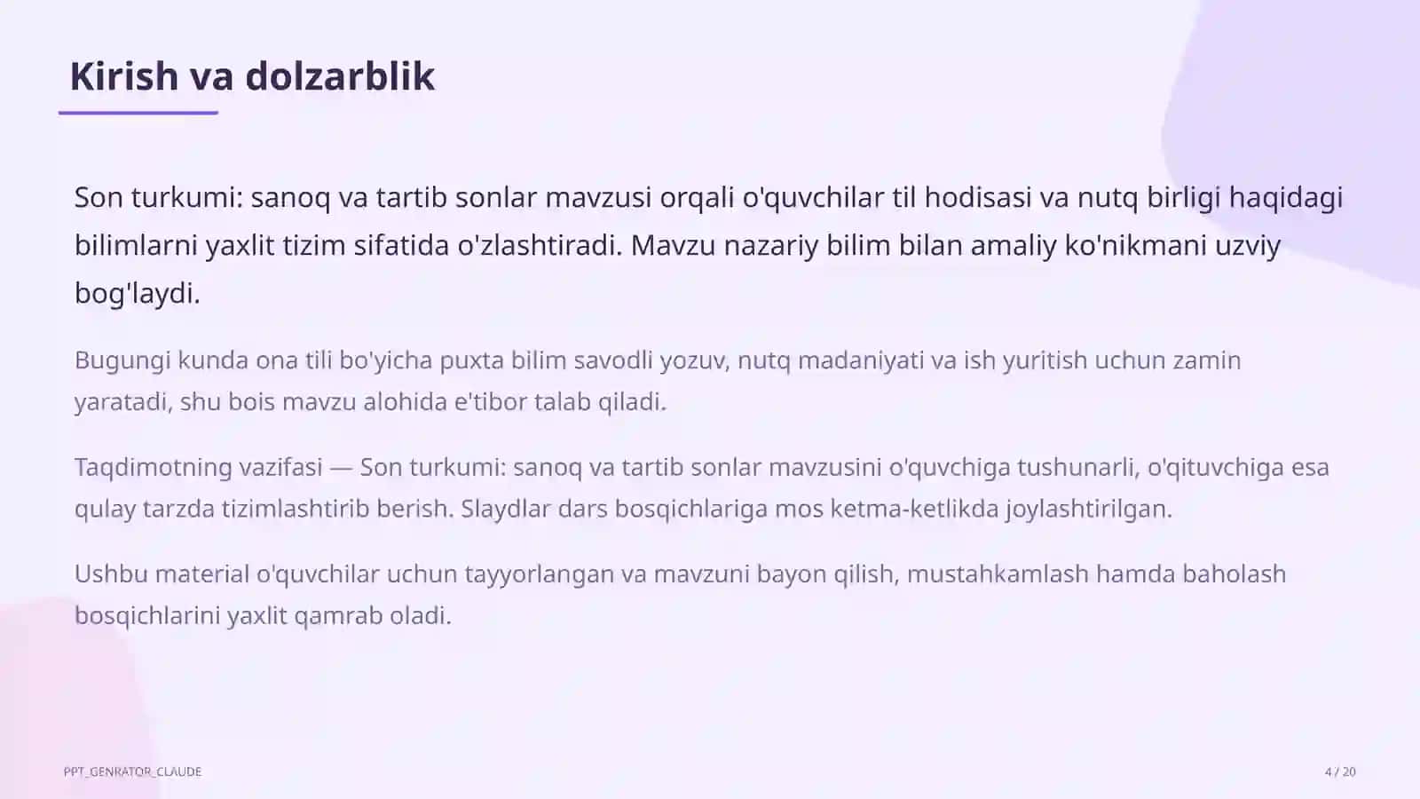 Son turkumi: sanoq va tartib sonlar (6-sinf) 4