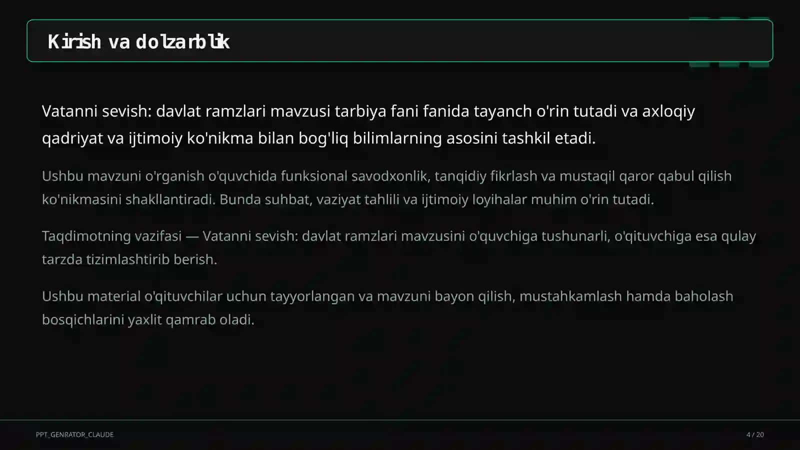 Vatanni sevish: davlat ramzlari (3-sinf) 4