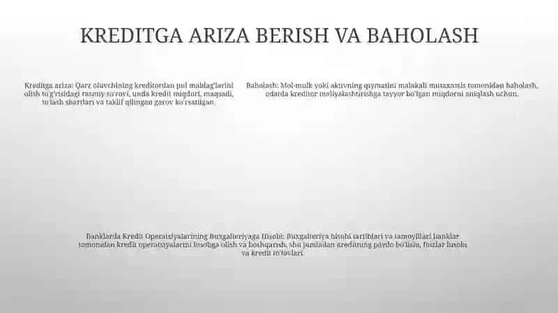 Banklarda Kredit Operatsiyalarining Buxgalteriyaga Hisobi 4