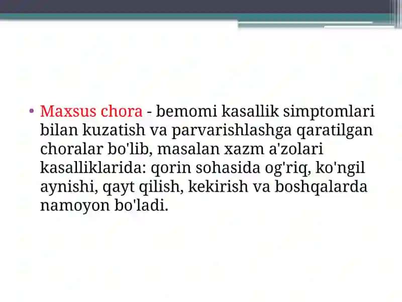 Xazm tizimi a’zolari kasalliklari bilan og'rigan bemorlarni kuzatish vaparvarishlash 4
