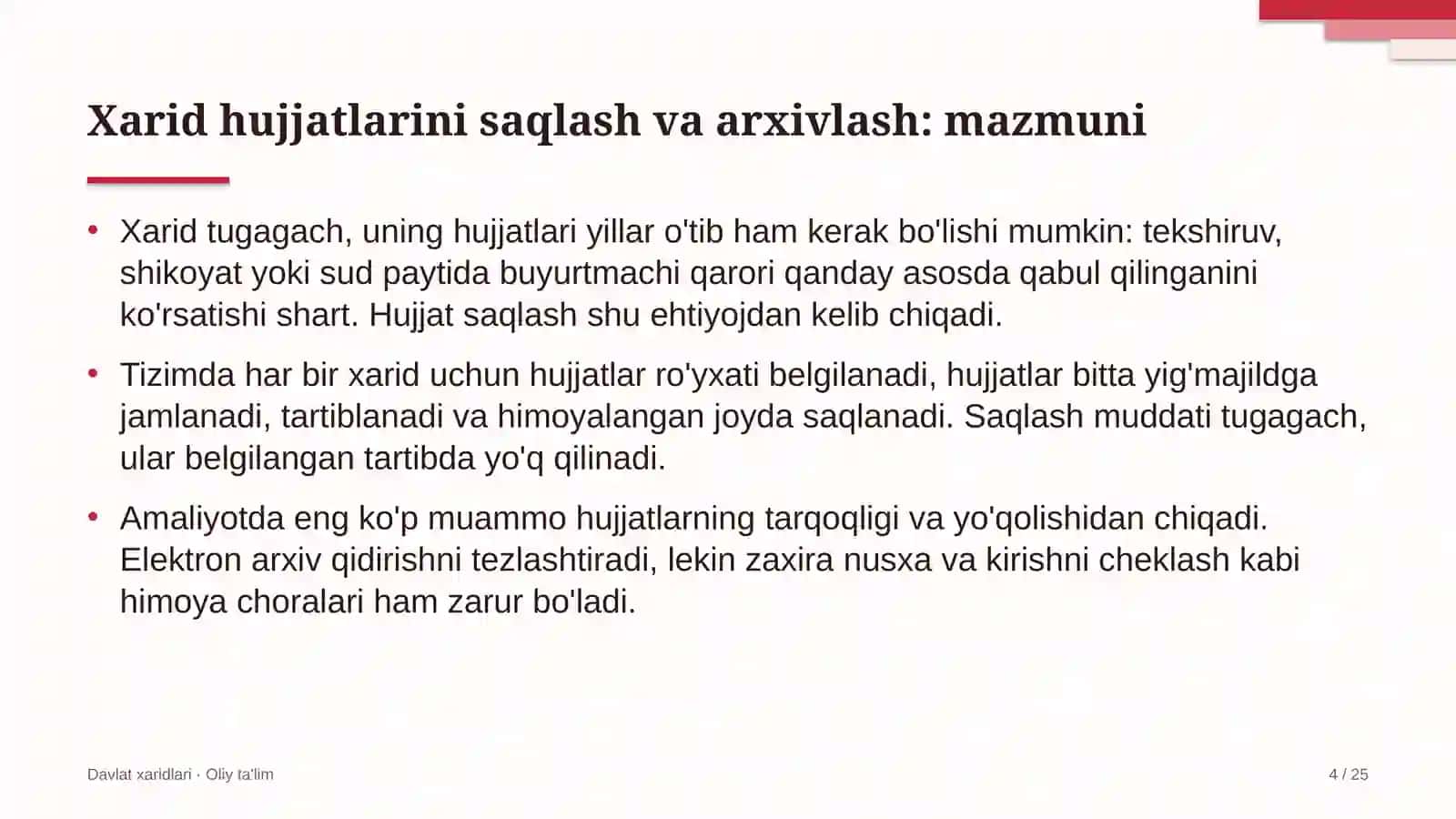 moliya sohasida xarid hujjatlarini saqlash va arxivlash 6403 4