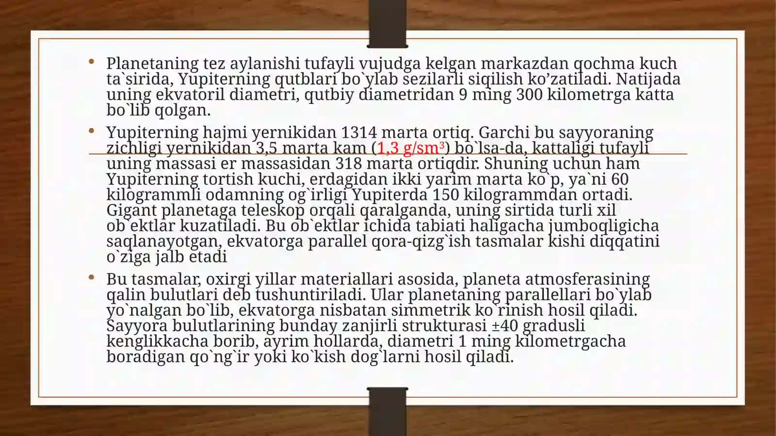 Gigant sayyoralarning fizik tabiatlari. Ularning halqalari va yo‘ldoshlari. 11-sinf astronomiya fanidan dars ishlanma. 4