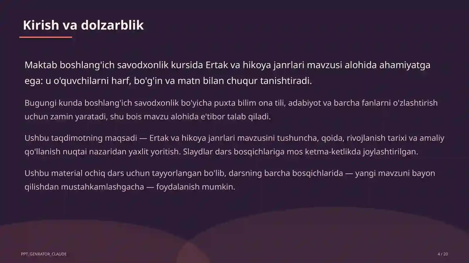 Ertak va hikoya janrlari (4-sinf) 4