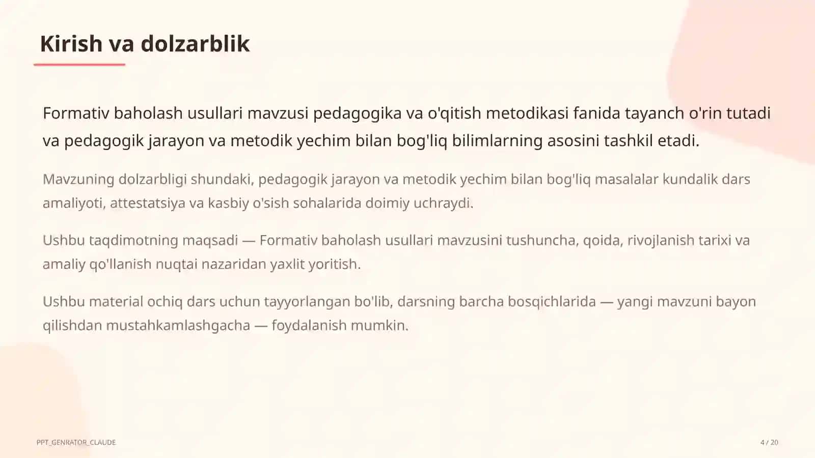 Formativ baholash usullari 4