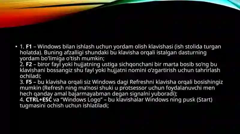 WINDOWS 10 DA TEZKOR KLAVIATURALAR BIRIKMASI 4