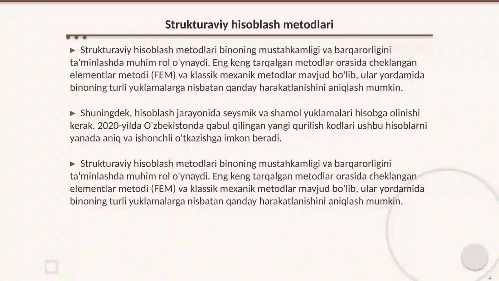 Ko‘p qavatli binolarni hisoblash va loyihalsh 4