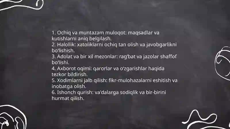 Boshliq bilan bo’ysunuvchilar o’rtasidagi munosabatlar 4