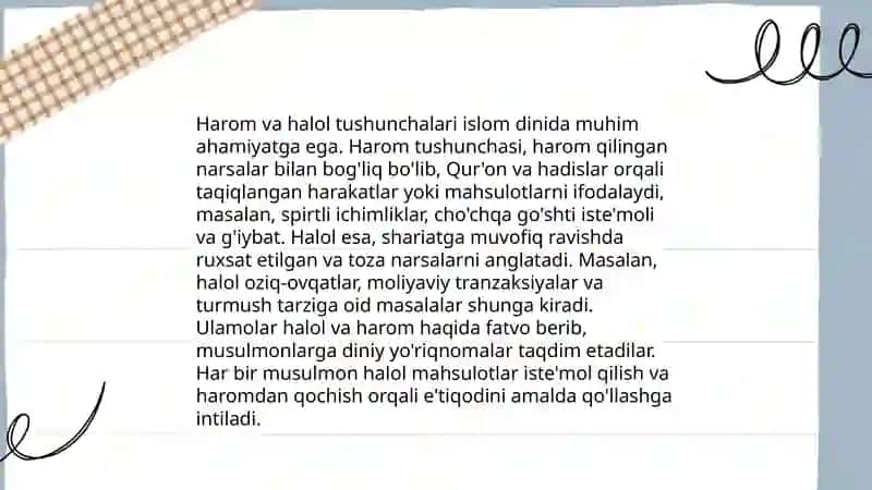 Tohir Malikning '' Halol nima-yu harom nima'' asari 4