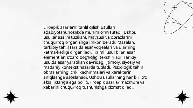 Boshlang'ich sinfda liroepik asarlar ustida ishlash uchun metodik tavsiyalar ishlab chiqish 4