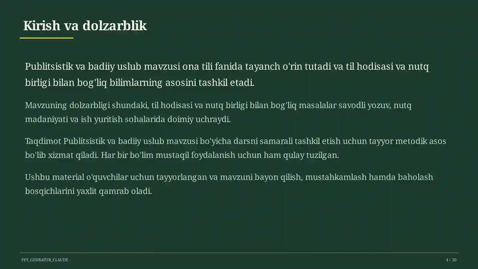 Publitsistik va badiiy uslub (10-sinf) 4