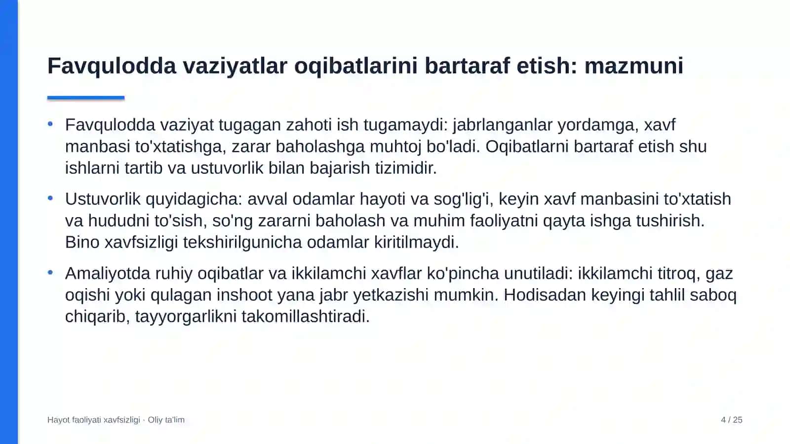 Aviatsiya texnikasini ta'mirlash korxonalarida favqulodda vaziyatlar oqibatlarini bartaraf etish 4