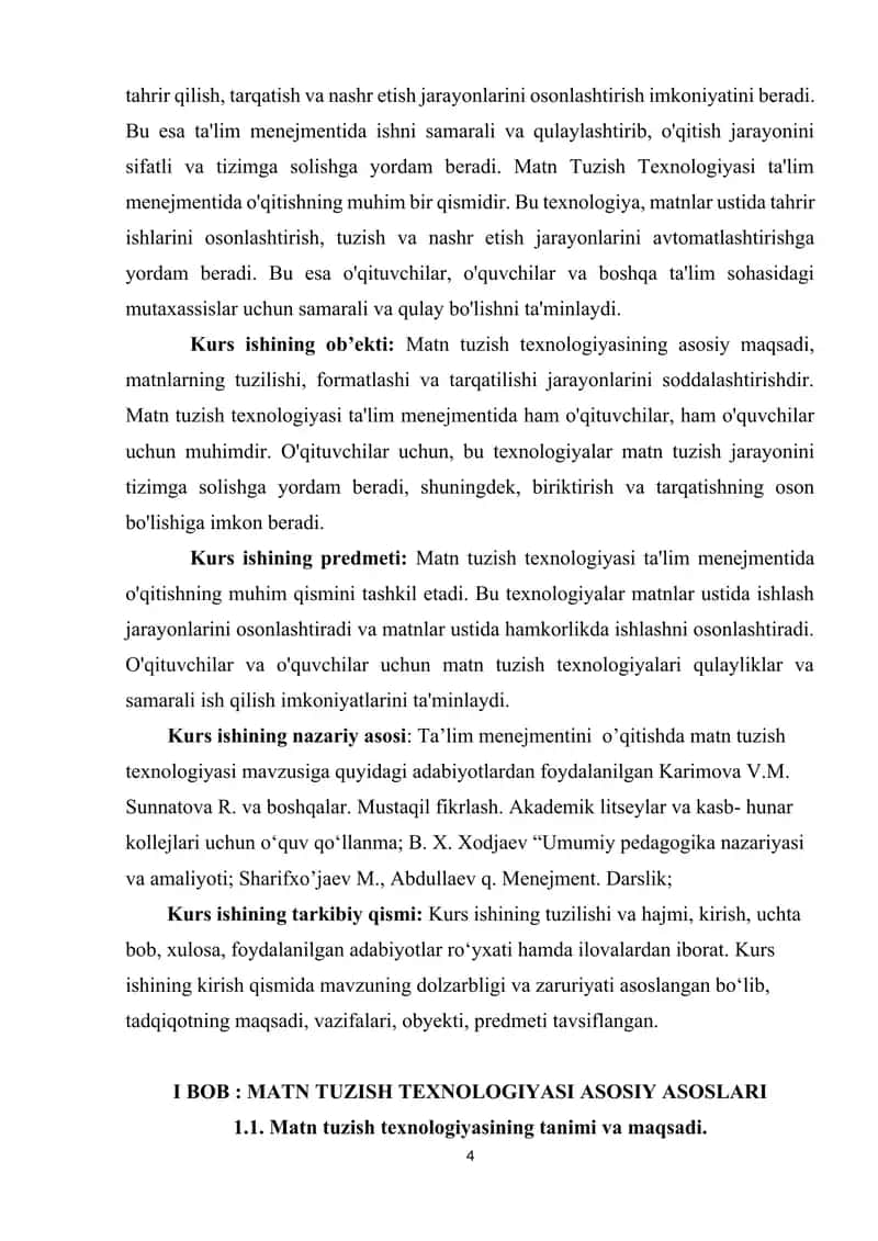 Ta’lim menejmentini o’qitishda matn tuzish texnologiyasi. 4