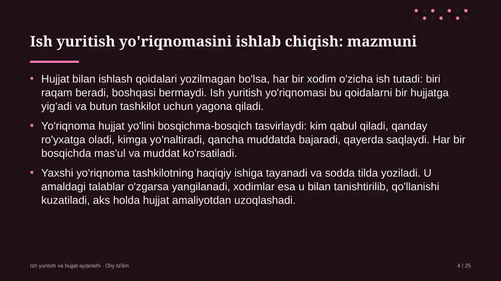 boshqaruv servis kompaniyalarida ish yuritish yo'riqnomasini ishlab chiqish 4344 4