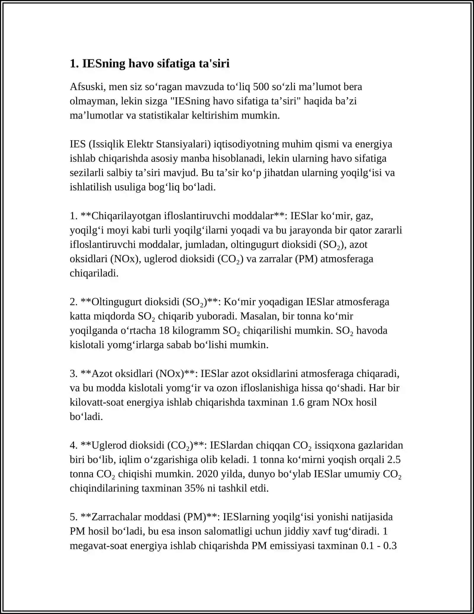 ENERGETIKA MANBALARINING MUHITGA ZARARI TO'G'RISIDA MA'LUMOTLAR 4