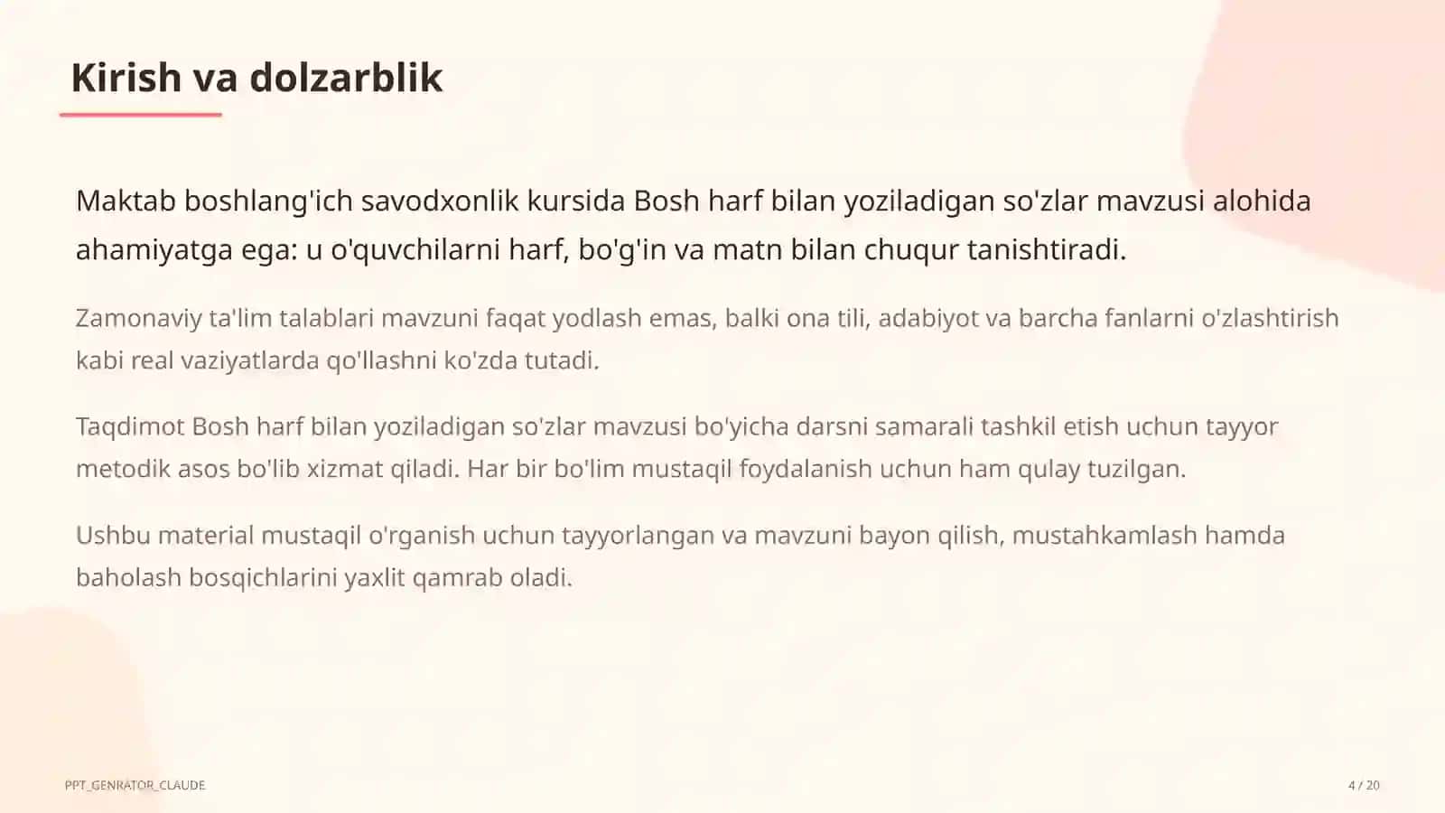 Bosh harf bilan yoziladigan so'zlar (2-sinf) 4