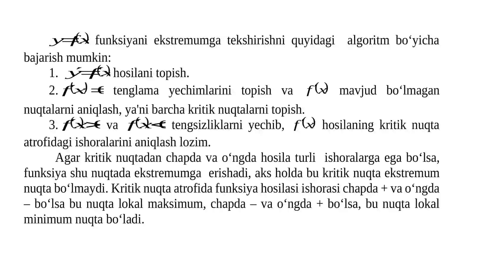 Ekstremum topish qoidalari 4