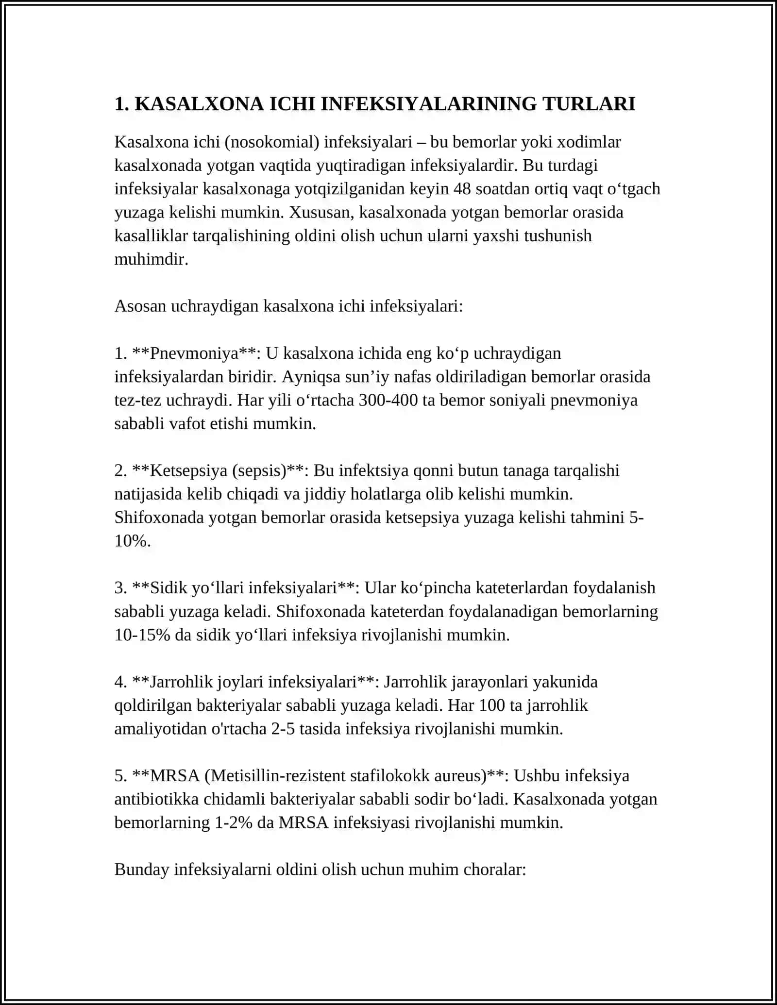 KASALXONA ICHI INFEKSIYALARINI KELIB CHIQISHI UCHUN HAVONING BAKTERIAL IFLOSLANGANLIGINING AHAMIYATI 4