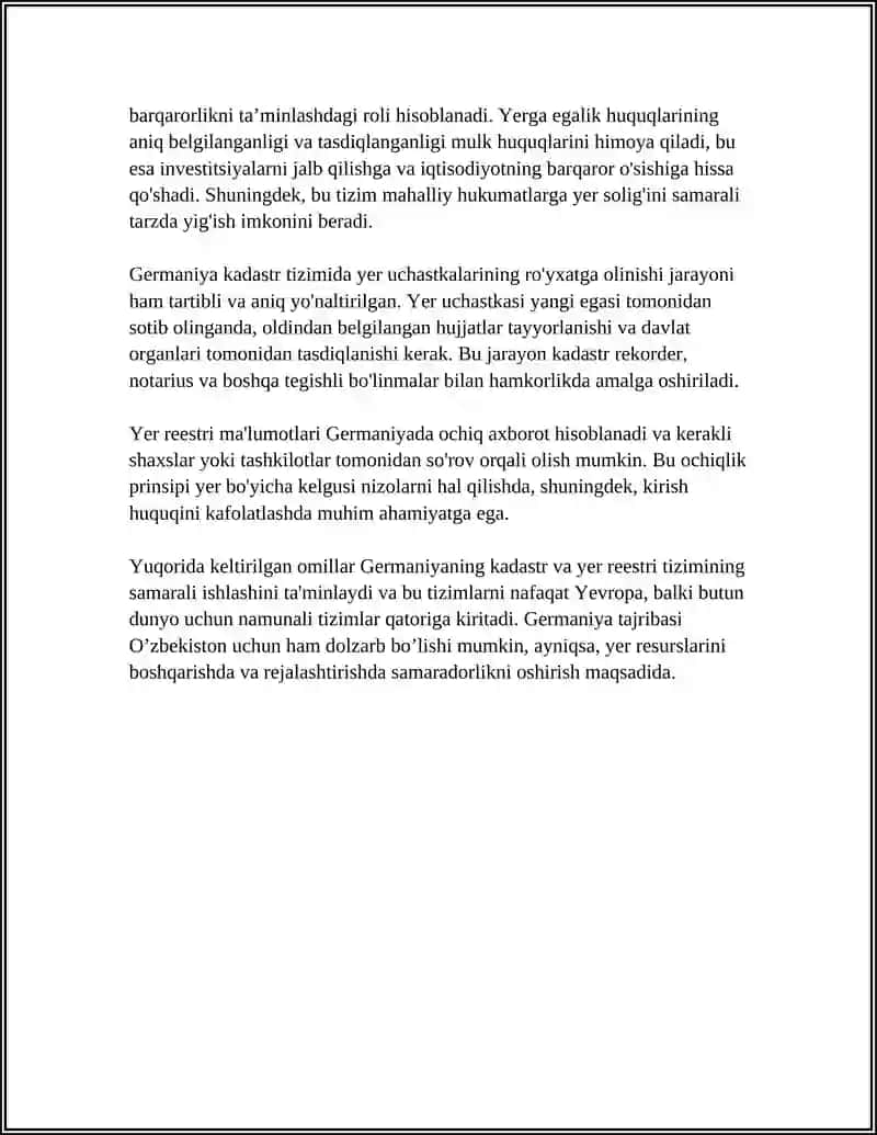 XORIJIY MAMLAKATLAR KADASTR YURITISH TAJRIBALARI 4