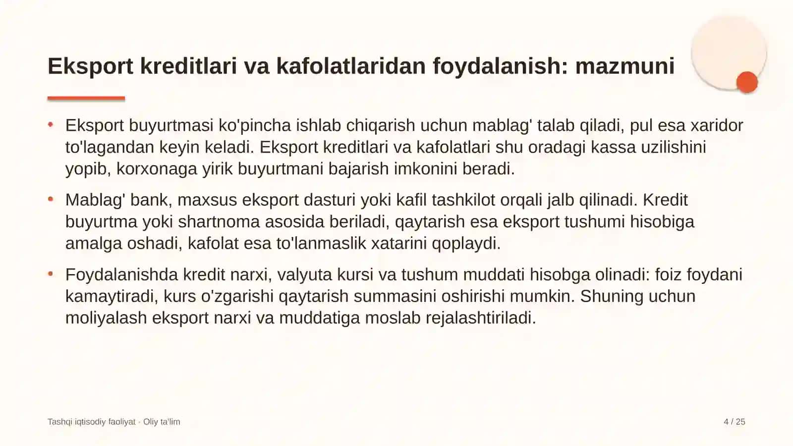 pr agentliklarda eksport kreditlari va kafolatlaridan foydalanish 3851 4