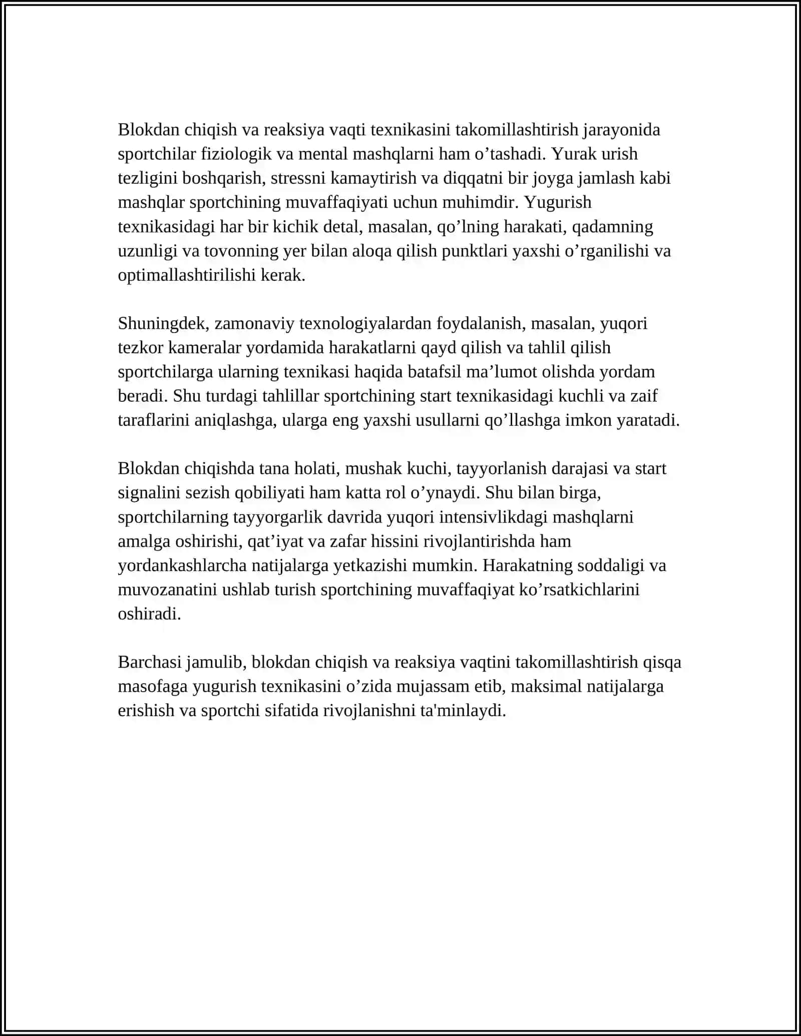 QISQA MASOFAGA YUGURISH TEXNIKASINI TAKOMILLASHTIRISH 4