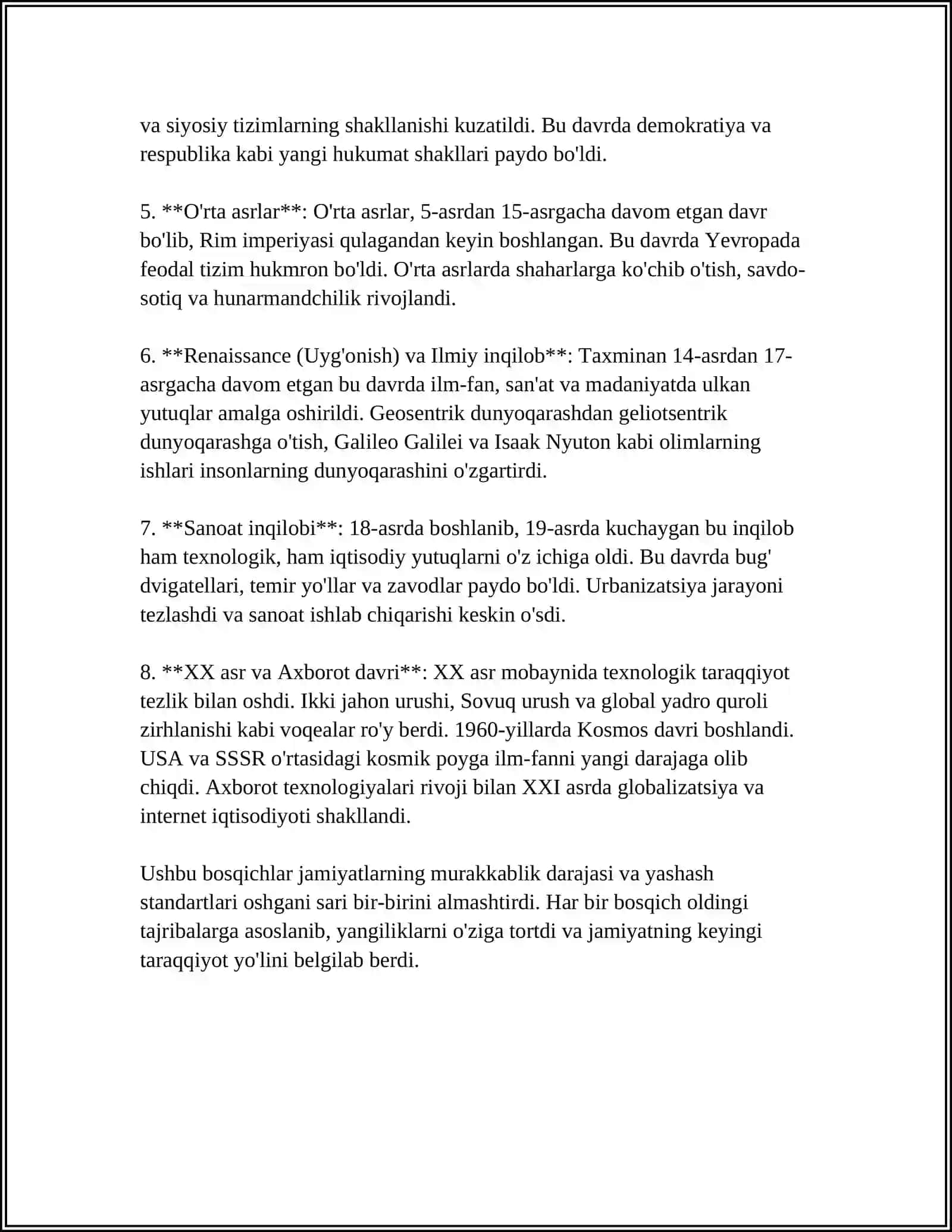 MUSTAQIL ISH Mavzu: IJTIMOIY TARAQQIYOT VA FALSAFIY TAFAKKUR 4
