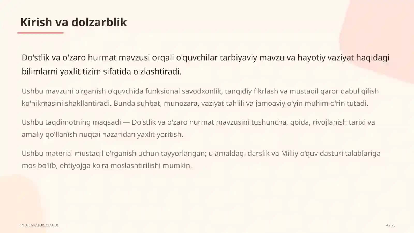 Sinf soati va tarbiyaviy tadbirlar 4