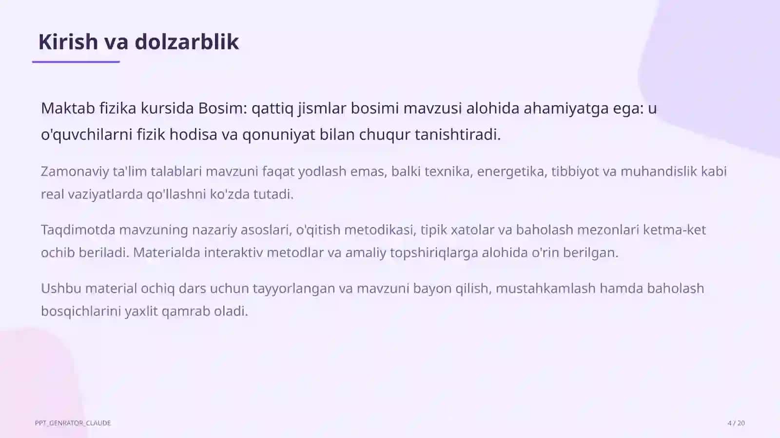 Bosim: qattiq jismlar bosimi (6-sinf) 4